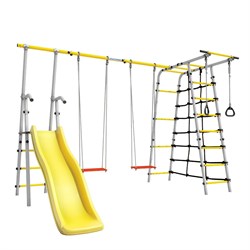 Спортивно-игровой комплекс ROMANA Богатырь Плюс-2 103.12.06-02 серый/желтый с двумя качелями [серый/желтый + Качели фанерные 1.Д-26.00 + Качели фанерные 1.Д-26.00] 24268