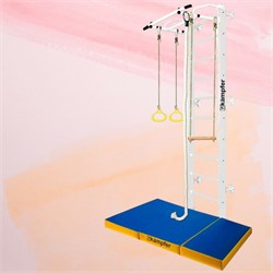 Шведская стенка Kemfer Helena Wall c матом №6 [№6 Жемчужный Стандарт белый турник c матом №6 синий/желтый] 22650