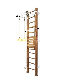 Шведская стенка Kemfer Helena Maxi Wall (№2 Ореховый Высота 3 м белый турник) 15131