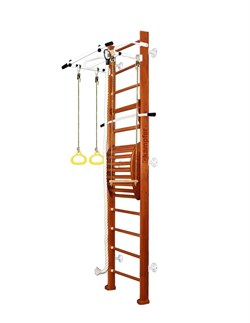 Шведская стенка Kemfer Helena Maxi Wall (№4 Вишневый Высота 3 м белый турник) 15139