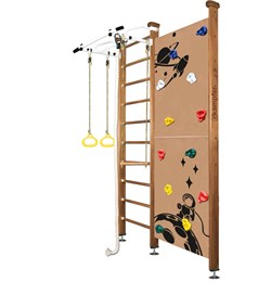 Шведская стенка Kemfer Jungle Ceiling Boy [№2 Ореховый Стандарт белый турник] Jungle Ceiling Boy №2 Стандарт белый турник