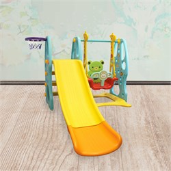 Пластиковая горка с качелями Kemfer Brave Animals [голубой/желтый] 23907
