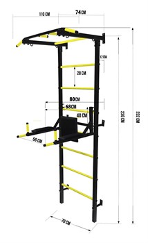 Профессиональная шведская стенка Kemfer Adrenalin Powerful [черный/желтый] 8932