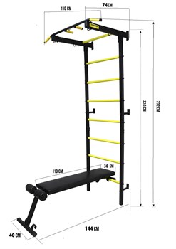 Профессиональная шведская стенка Kemfer Mustang Powerful [черный/желтый] 8979