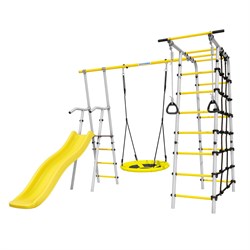 Спортивно-игровой комплекс ROMANA Богатырь 103.07.06-01 серый/желтый с качелями [+ Качели гнездо 1.Д-26.04] 103.07.06-01 серый/желтый с качели гнездо