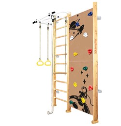 Шведская стенка Kemfer Jungle Wall Boy [№1 натуральный Стандарт белый турник] Jungle Wall Boy-1