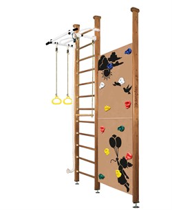 Шведская стенка Kemfer Jungle Ceiling Girl [№2 Ореховый Высота 3 м белый турник] Jungle Ceiling Girl-2