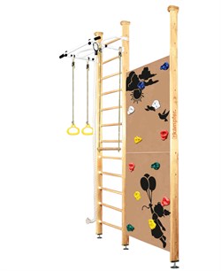 Шведская стенка Kemfer Jungle Ceiling Girl [№1 Натуральный Высота 3 м белый турник] Jungle Ceiling Girl