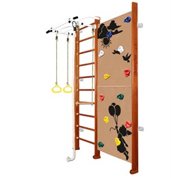 Шведская стенка Kemfer Jungle Wall Girl [№4 Вишневый Стандарт белый турник] 15348