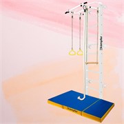 Шведская стенка Kemfer Helena Wall c матом №6 [№6 Жемчужный Стандарт белый турник c матом №6 синий/желтый] 22650