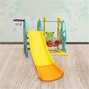 Пластиковая горка с качелями Kemfer Brave Animals [голубой/желтый] 23907