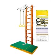 Шведская стенка Kemfer Helena Wall c матом №6 [№3 Классический Стандарт белый турник c матом №6 зеленый/желтый] 22645